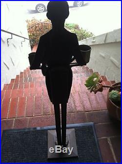 Antique Black Americana Cast Iron Statue Smoking Stand Ashtray