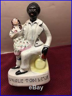 Antique Black Americana Ceramic Uncle Tom & Eva Figurine mid to late 1800's