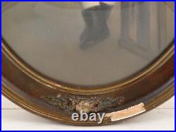 Antique Black Americana Child Photo Portrait Oval Frame Convex Glass 17 x 23