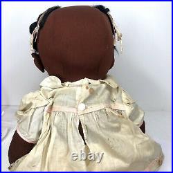 Antique Black Americana Cloth Doll Hand Made Folk Art Baby Doll 17 Tall Jointed