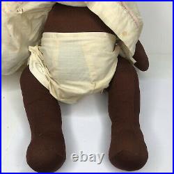 Antique Black Americana Cloth Doll Hand Made Folk Art Baby Doll 17 Tall Jointed