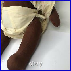 Antique Black Americana Cloth Doll Hand Made Folk Art Baby Doll 17 Tall Jointed