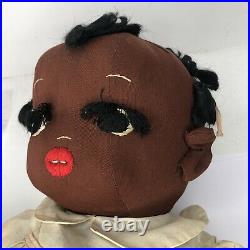 Antique Black Americana Cloth Doll Hand Made Folk Art Baby Doll 17 Tall Jointed