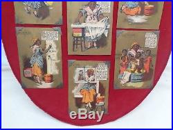 Antique Black Americana Complete set of Mon thru Sun Cards withFrame