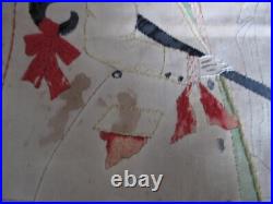 Antique Black Americana Embroidered Pillow Cover c. 1900 Charming Couples