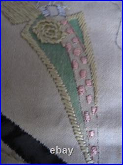 Antique Black Americana Embroidered Pillow Cover c. 1900 Charming Couples