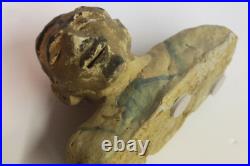 Antique Black Americana Folk Art Statue Sculpture Homemade Clay Male Figure