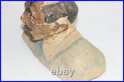 Antique Black Americana Folk Art Statue Sculpture Homemade Clay Male Figure