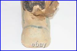 Antique Black Americana Folk Art Statue Sculpture Homemade Clay Male Figure