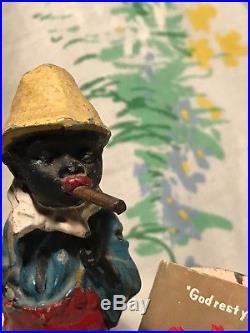 Antique Black Americana Gentleman Cigar Cold Painted Austrian Bronze Bobble Head