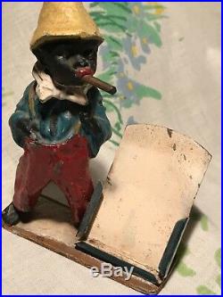 Antique Black Americana Gentleman Cigar Cold Painted Austrian Bronze Bobble Head