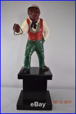 Antique Black Americana Lawn Jockey Statue Cast Iron