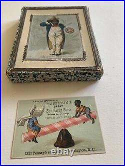 Antique Black Americana Raphael Tuck Christmas Handkerchief Box & DC Trade Card