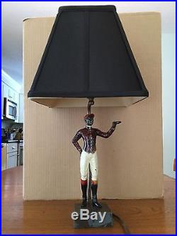 Antique Black Americana Spelter Lawn Jockey Salesman's Sample Made Into Lamp