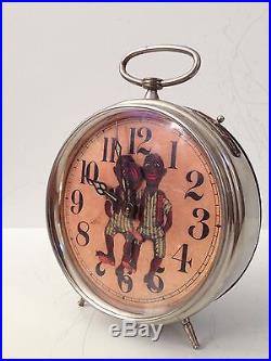 Antique Black Americana Vintage Alarm Clock Copyright 1935 West Germany
