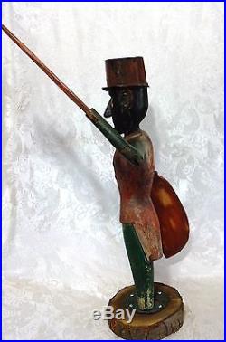Antique Black Americana Whirligig BELLHOP EARLY! Wood Folk Art 23 Tall