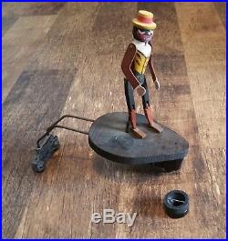Antique Black Americana Wooden Jointed Dancing Man Record Player Topper