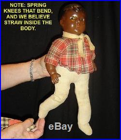 Antique Black Boy Doll Fabulous With Original Clothes Black Americana C1900 Rare