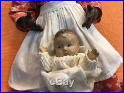 Antique Black Tony Sarg Doll Holding Baby