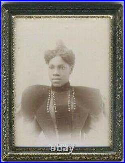 Antique Brass Photo Frame with Photo of Beautiful Stylish African American Female