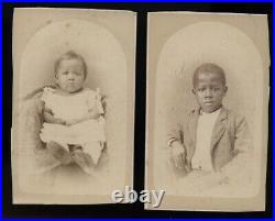 Antique CDV Photos Cute African American Black Children Siblings Prob Kentucky