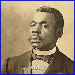 Antique Cabinet Card Photograph Handsome Black African American Man Mustache