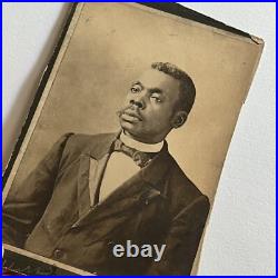 Antique Cabinet Card Photograph Handsome Black African American Man Mustache