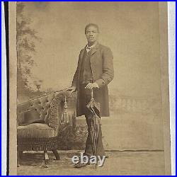 Antique Cabinet Card Photograph Handsome Man Black African American Bonham TX