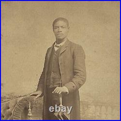 Antique Cabinet Card Photograph Handsome Man Black African American Bonham TX