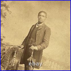 Antique Cabinet Card Photograph Handsome Man Black African American Bonham TX