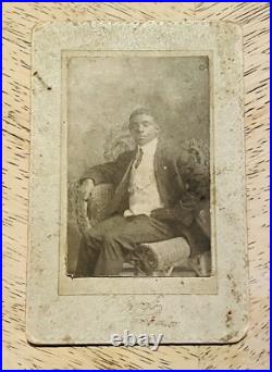 Antique Cabinet Card Photograph Handsome Man Black African American Richmond KY