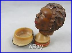 Antique Carved Nut Head with Bowl African American Black Americana Folk Art