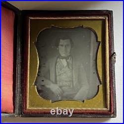 Antique Cased Daguerreotype Photograph Dapper Handsome Young Man Great Attire