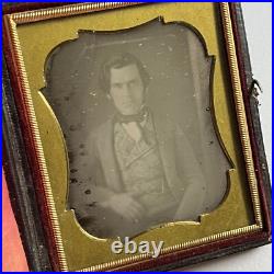 Antique Cased Daguerreotype Photograph Dapper Handsome Young Man Great Attire