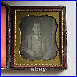 Antique Cased Daguerreotype Photograph Dapper Handsome Young Man Great Attire