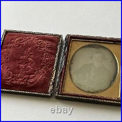 Antique Cased Daguerreotype Photograph Handsome Charming Young Man Great Hair