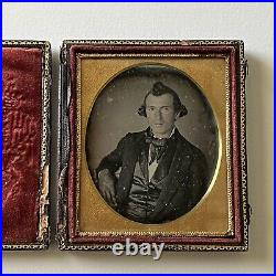 Antique Cased Daguerreotype Photograph Handsome Charming Young Man Great Hair