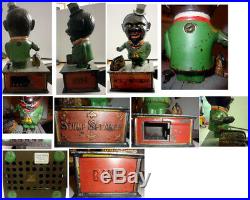 Antique Cast Iron Black Americana Stump Speaker Mechanical Bank Circa 1886