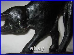 Antique Cast Iron Black Cat Doorstop Art Statue USA Hubley Home Door Sculpture