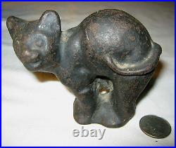 Antique Cast Iron Black Halloween Cat Doorstop USA Statue Paperweight Hubley Pa