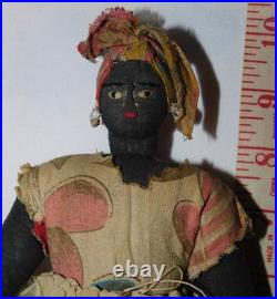 Antique Civil War African American Primitive Black Folk Art Cloth Doll 1800's
