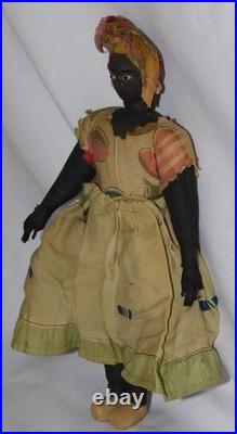 Antique Civil War African American Primitive Black Folk Art Cloth Doll 1800's