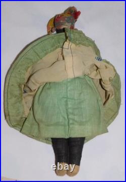 Antique Civil War African American Primitive Black Folk Art Cloth Doll 1800's