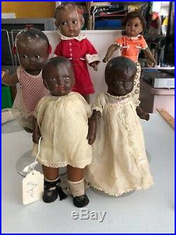 Antique Composition Black Americana Doll Set Of 4 & Unis France SFBJ Doll Lot 5