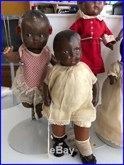 Antique Composition Black Americana Doll Set Of 4 & Unis France SFBJ Doll Lot 5