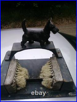 Antique Country Primitive Cast Iron Wire Brush Hubley Dog Boot Scraper Doorstop