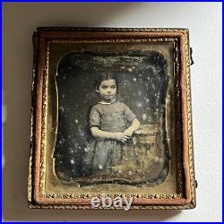 Antique Daguerreotype Photograph Adorable Little Girl Sweet & Ghostly In Case