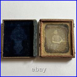 Antique Daguerreotype Photograph Adorable Little Girl Sweet & Ghostly In Case