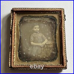 Antique Daguerreotype Photograph Adorable Little Girl Sweet & Ghostly In Case