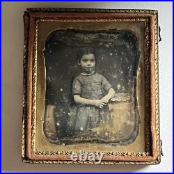 Antique Daguerreotype Photograph Adorable Little Girl Sweet & Ghostly In Case